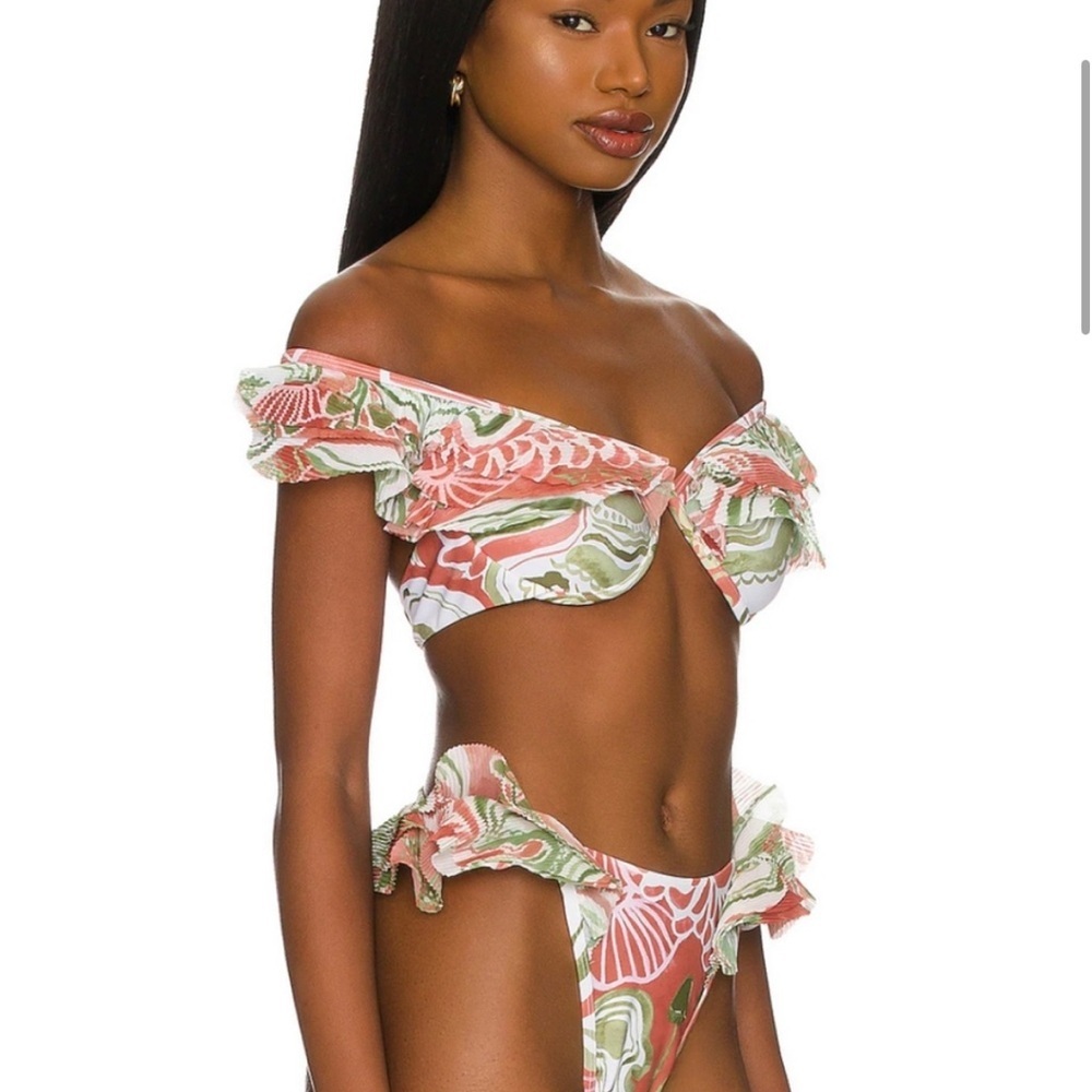 NWT Andrea Iyamah Salama Ruffled Off-The-Shoulder Bikini SET Top S, bottom M - Picture 13 of 14